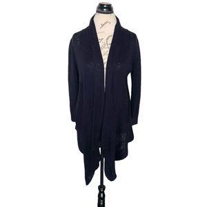 St. John's Bay Womens Open Cardigan Size Medium Black Ribbed High Low Knit NWT